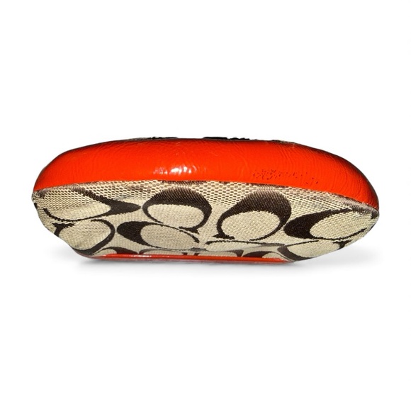Coach Vintage Kisslock Coin Purse - Orange/Red Patent Leather Signature C Canvas - Picture 4 of 5